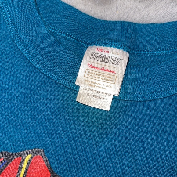 Hanna Andersson Peanuts Snoopy Pajama Top Sz 8 Boy Winter Ice Skating - Picture 4 of 4